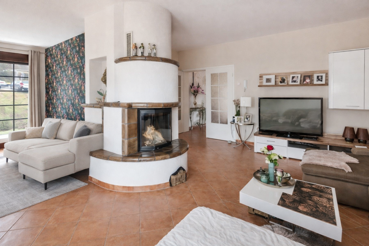 EG Wohnzimmer mit Kamin