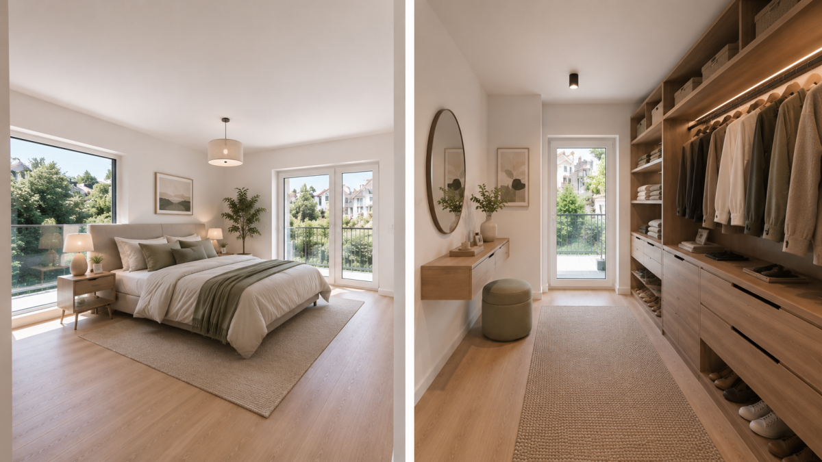 KI-Konzept Schlafzimmer+ Ankleidezimmer